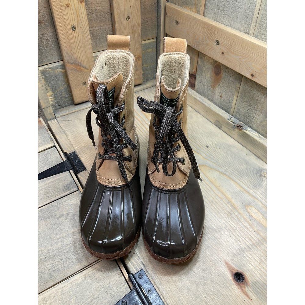 G H Bass Beige Brown Leather Lace Up Waterproof Duck Boots US6 - Picture 3 of 9